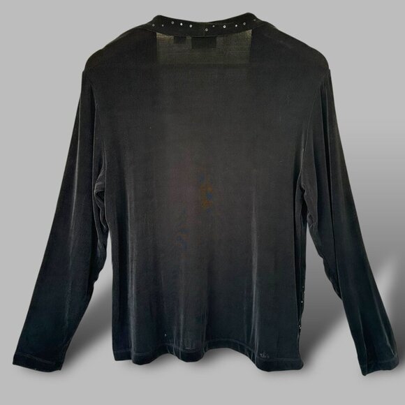 Chicos Travelers Womens Jacket Cardigan Medium Black Sequins Sparkly Size Large - Picture 3 of 7
